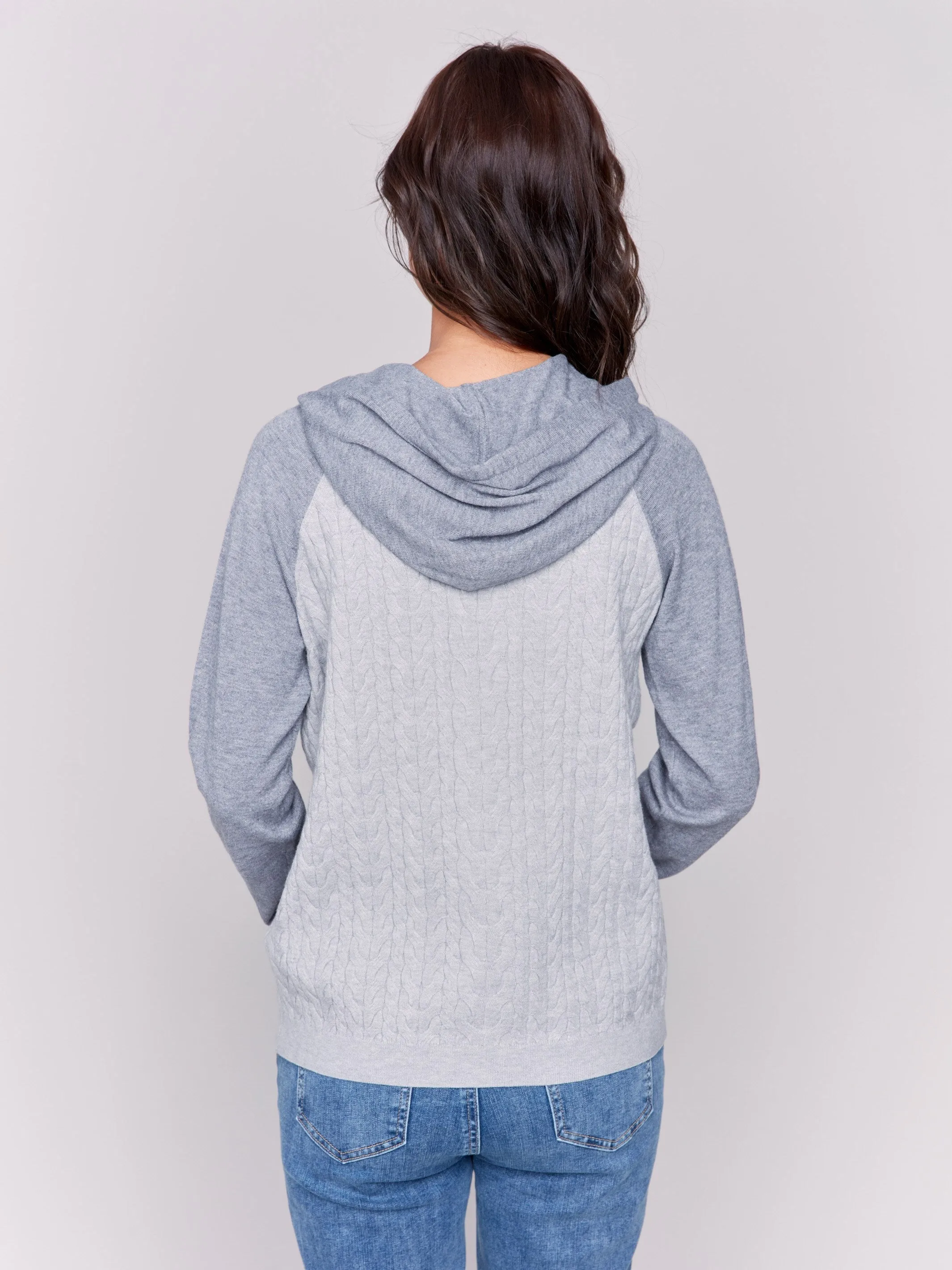 Two-Toned Hoodie Sweater - Grey