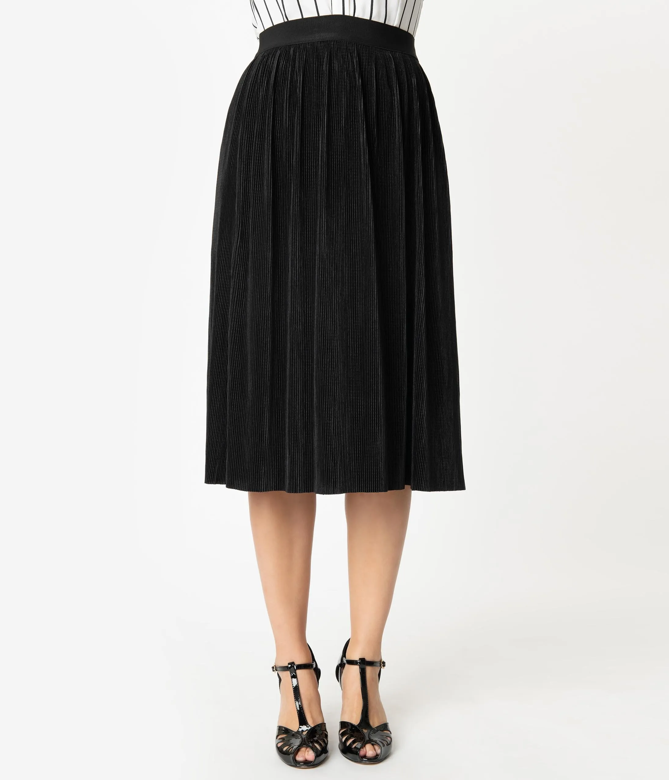 Unique Vintage Black Pleated Susie Skirt