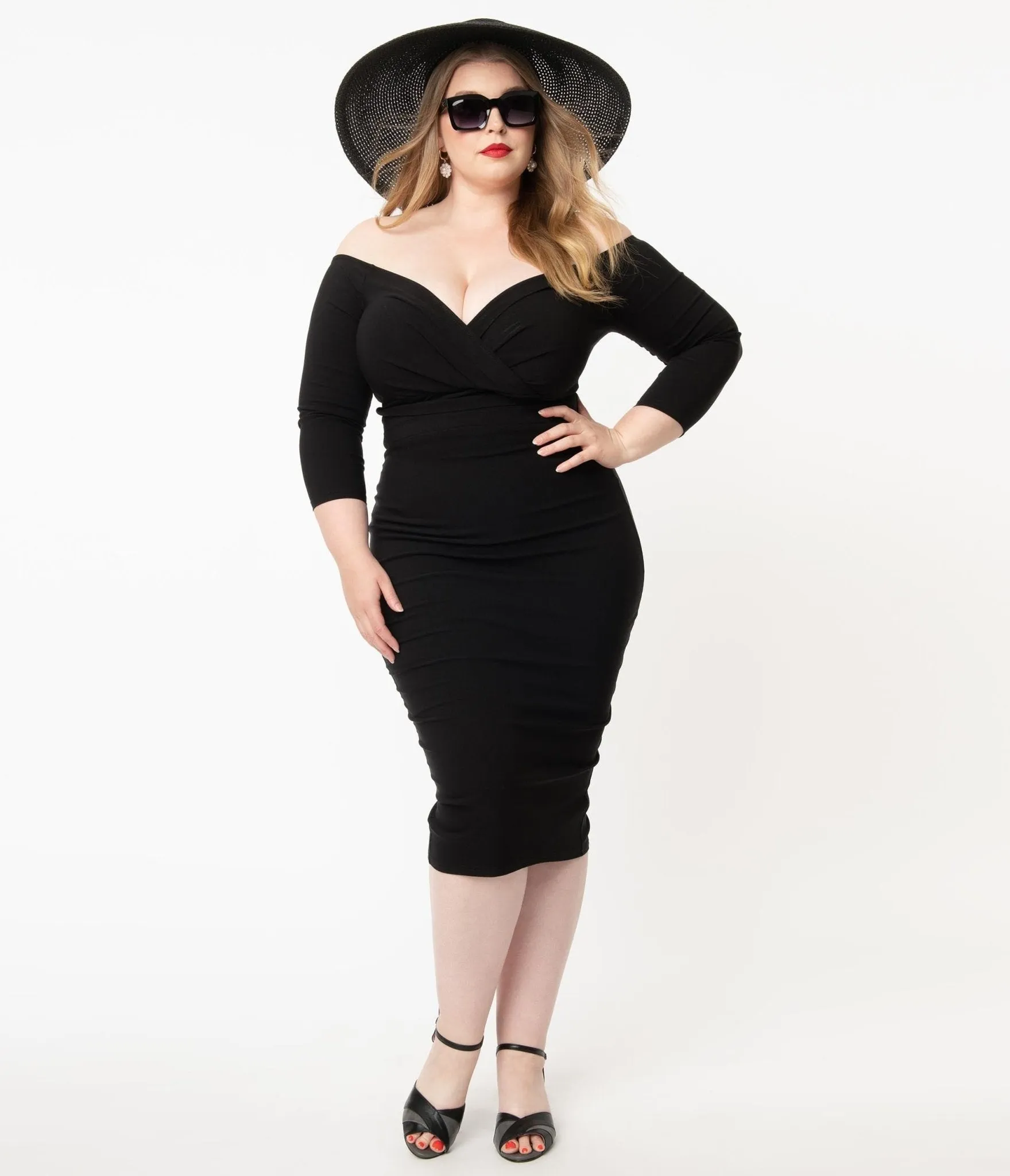 Unique Vintage Plus Size Black Shailene Pencil Dress