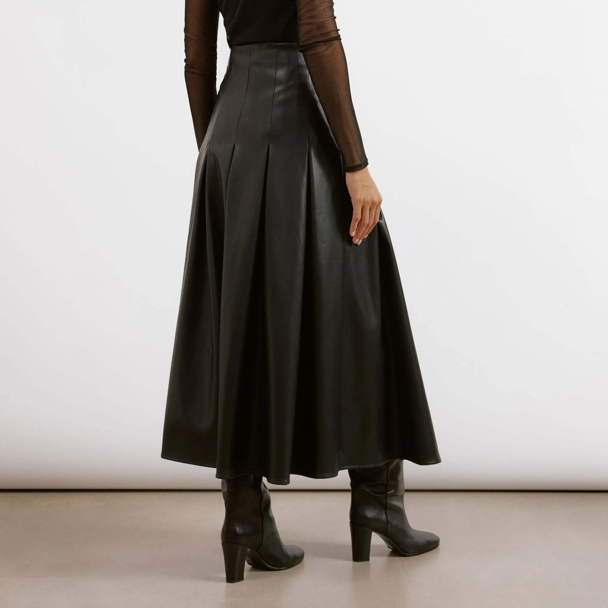 Vegan Leather Midi Skirt by Albaray