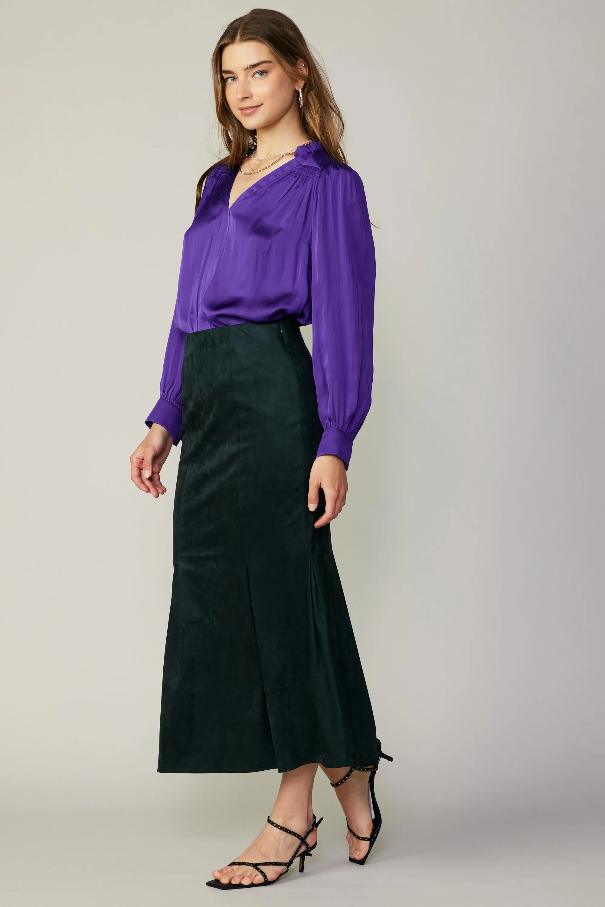 Vegan Suede Fishtail Skirt