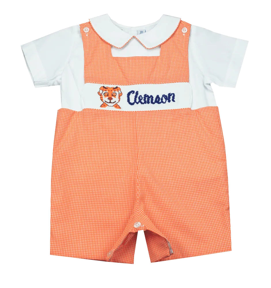 Vive La Fete Clemson Smocked Shortall 2pc Set