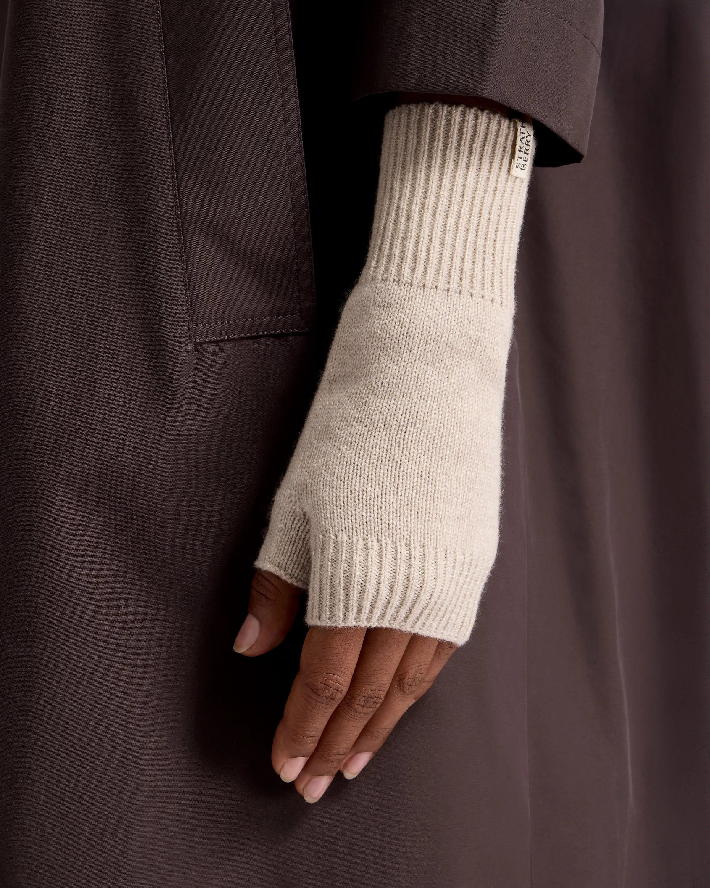 Westray Fingerless Cashmere Gloves - Alabaster