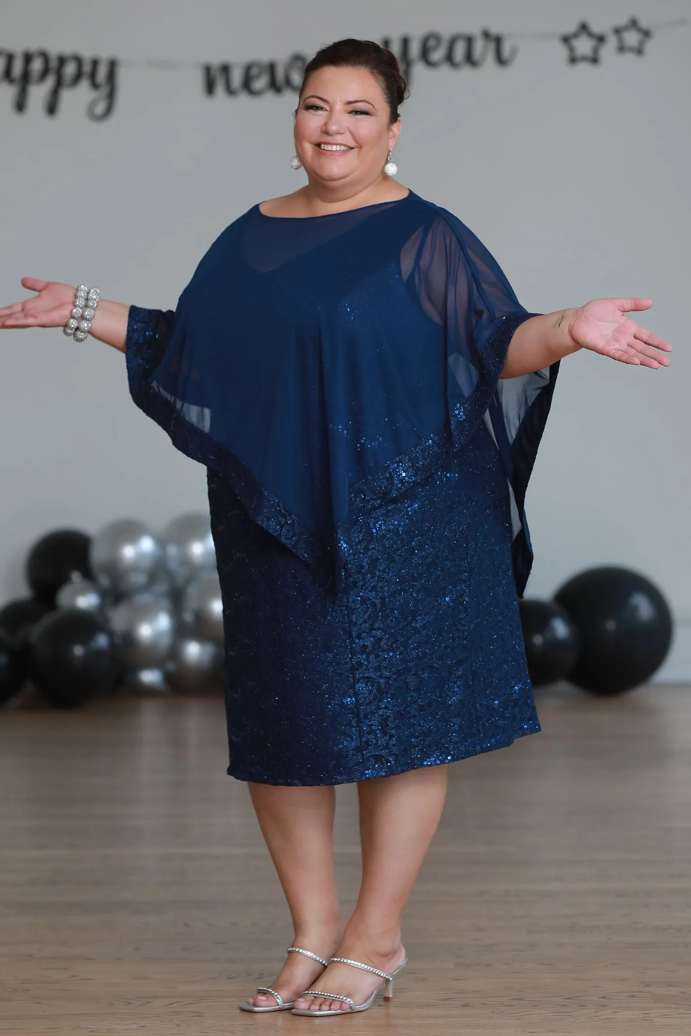 Women Plus Size Unique Asymmetrical Lace Poncho Dress