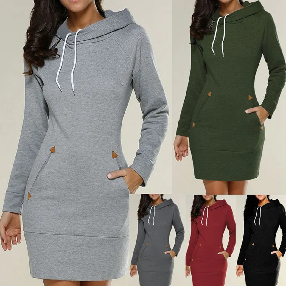 Women's Above Knee Casual Hoodie Dress