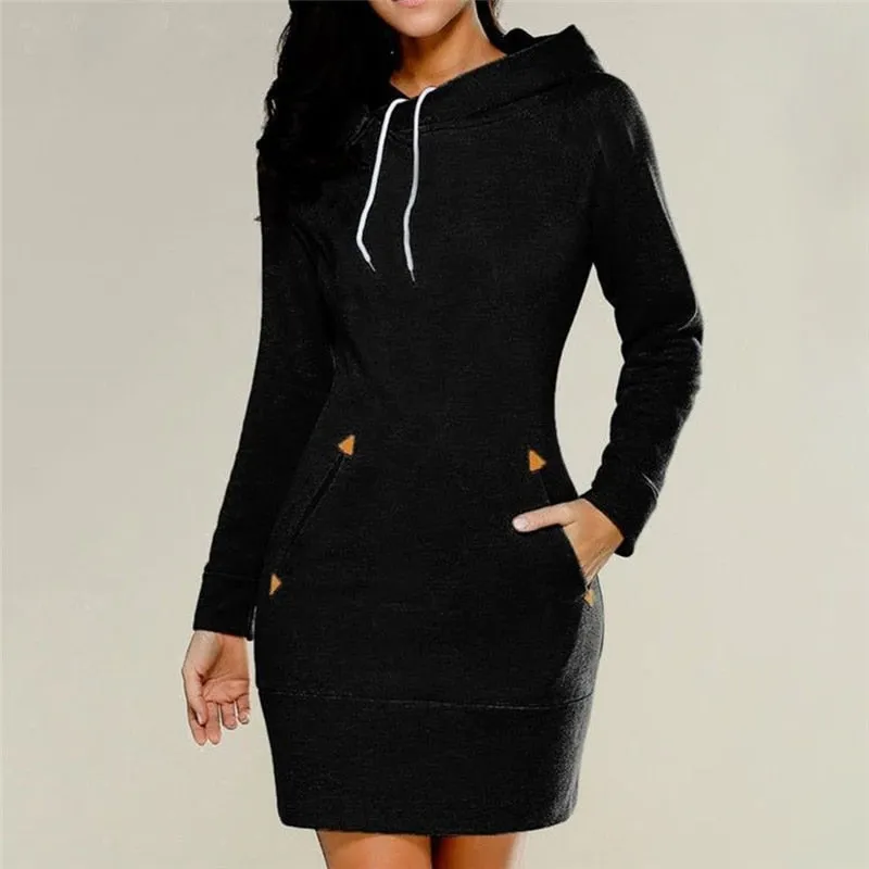 Women's Above Knee Casual Hoodie Dress