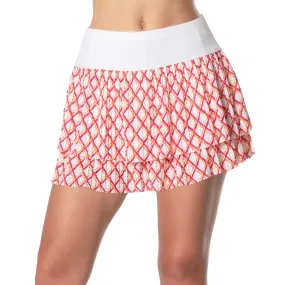 Women's Long Classic Grid Pleated Tennis Skort White