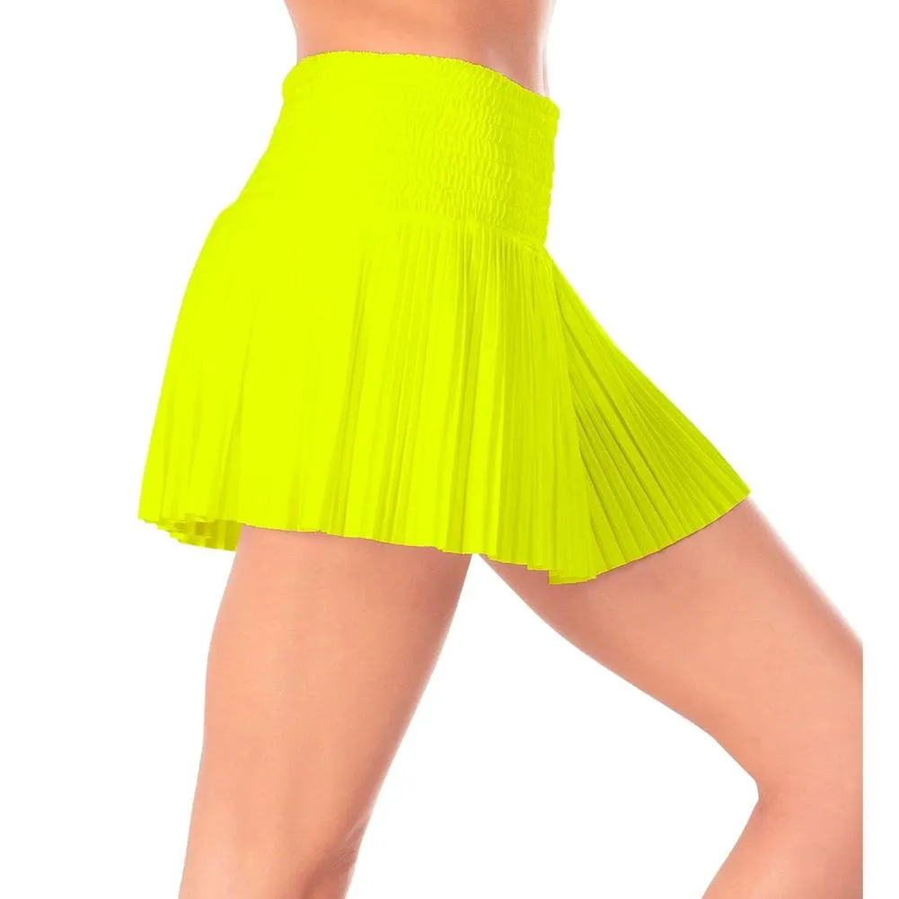 Women`s Long Pleated Smocked Tennis Skort