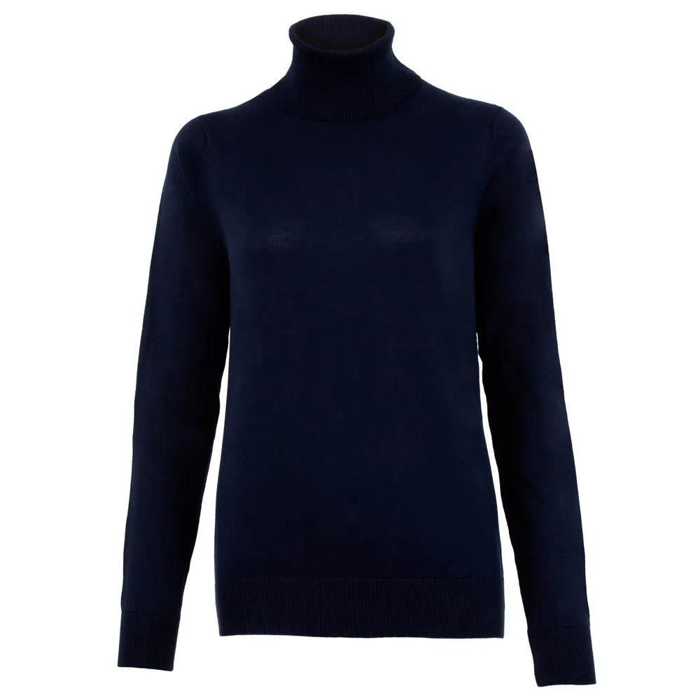 Womens Ultra Fine Cotton Roll Neck Long Sleeve Jumper