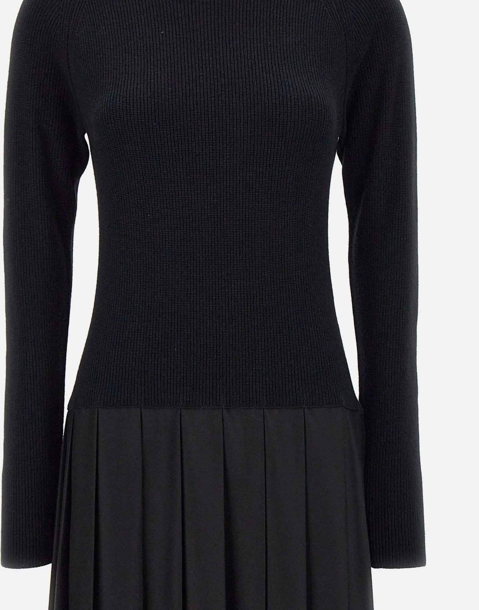 Wool Dress with Pleated Skirt