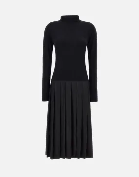 Wool Dress with Pleated Skirt