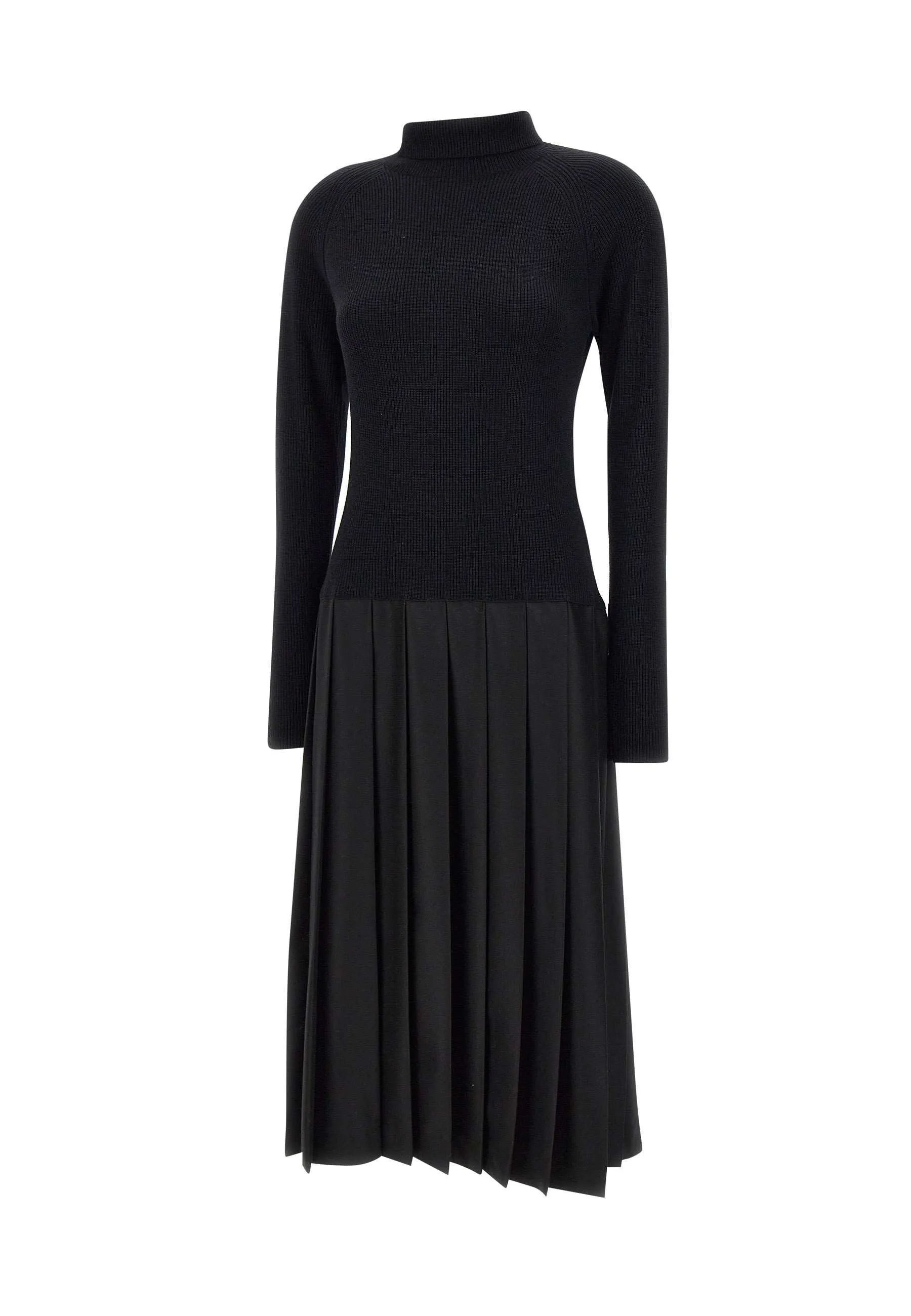 Wool Dress with Pleated Skirt