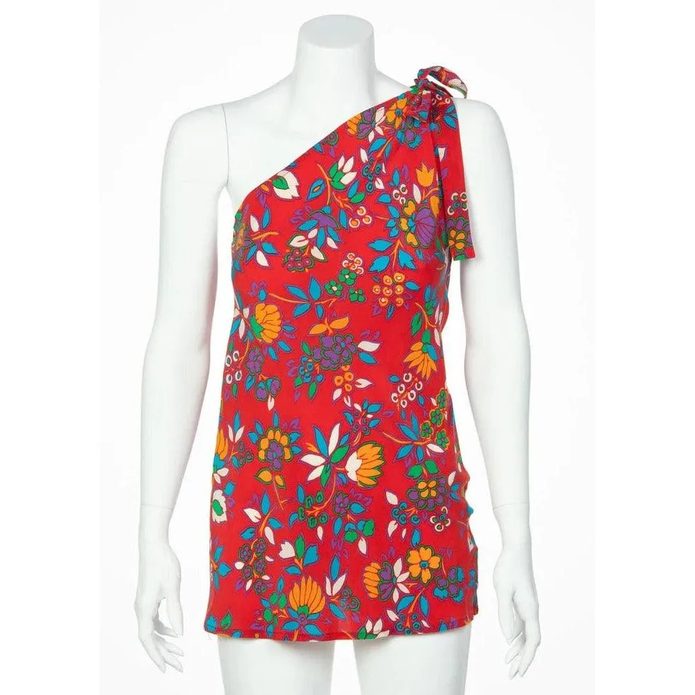 Yves Saint Laurent Multicolor Floral Print Top and Skirt Set | 42