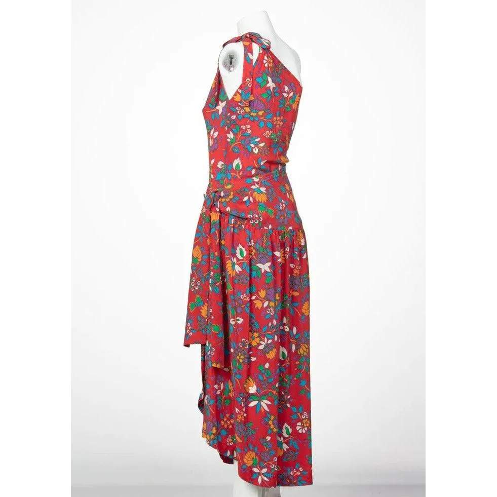 Yves Saint Laurent Multicolor Floral Print Top and Skirt Set | 42