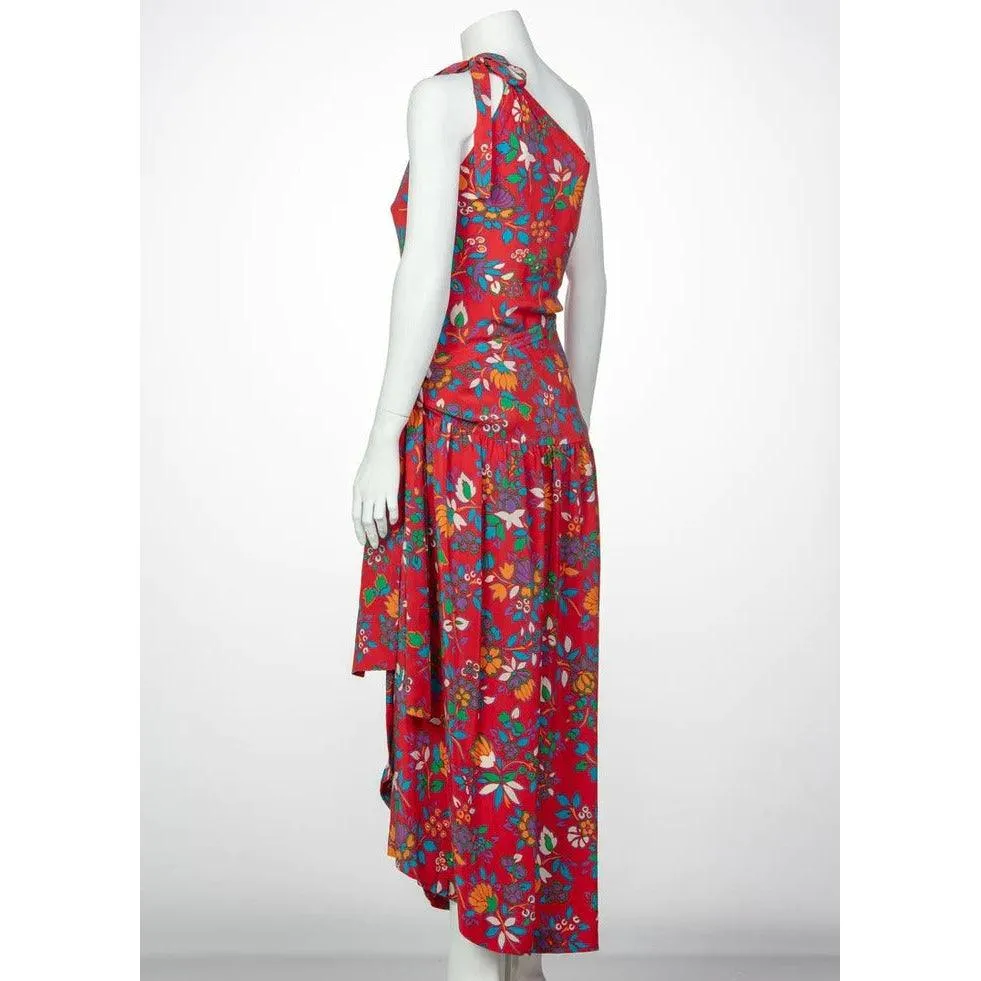 Yves Saint Laurent Multicolor Floral Print Top and Skirt Set | 42