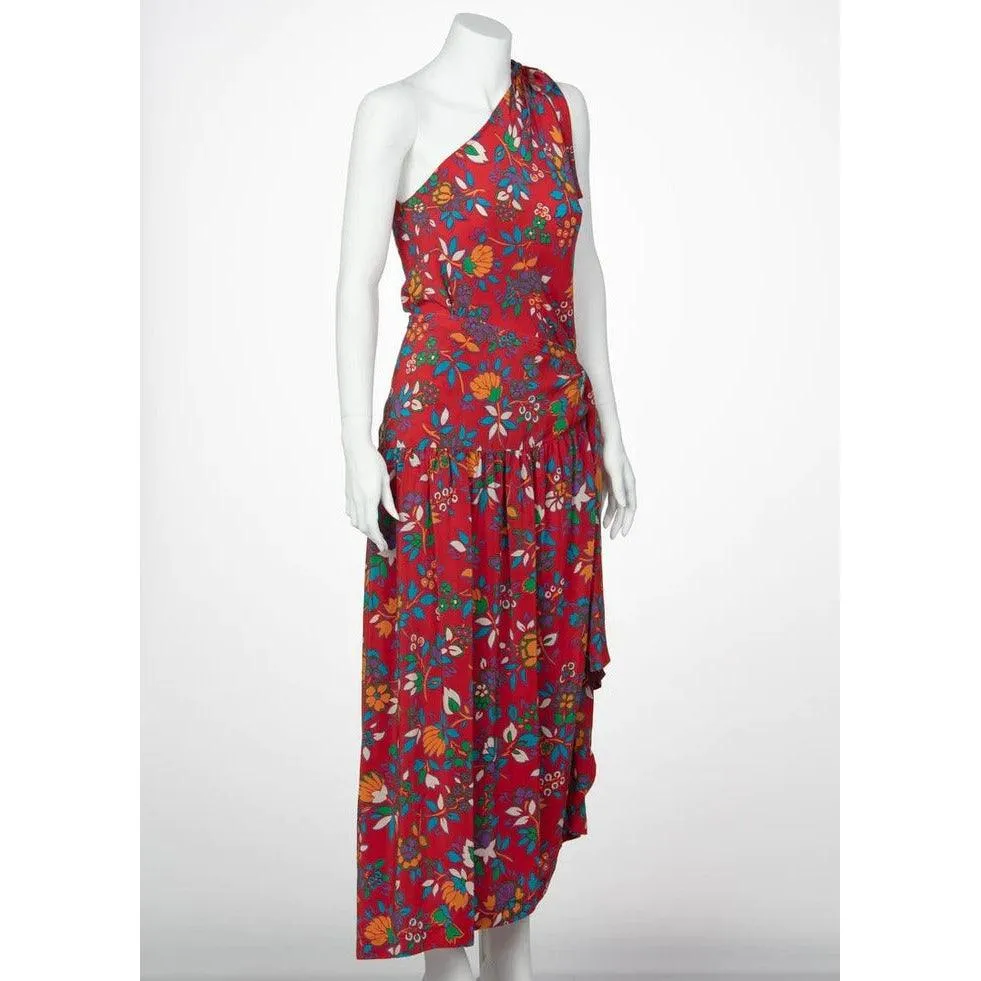 Yves Saint Laurent Multicolor Floral Print Top and Skirt Set | 42