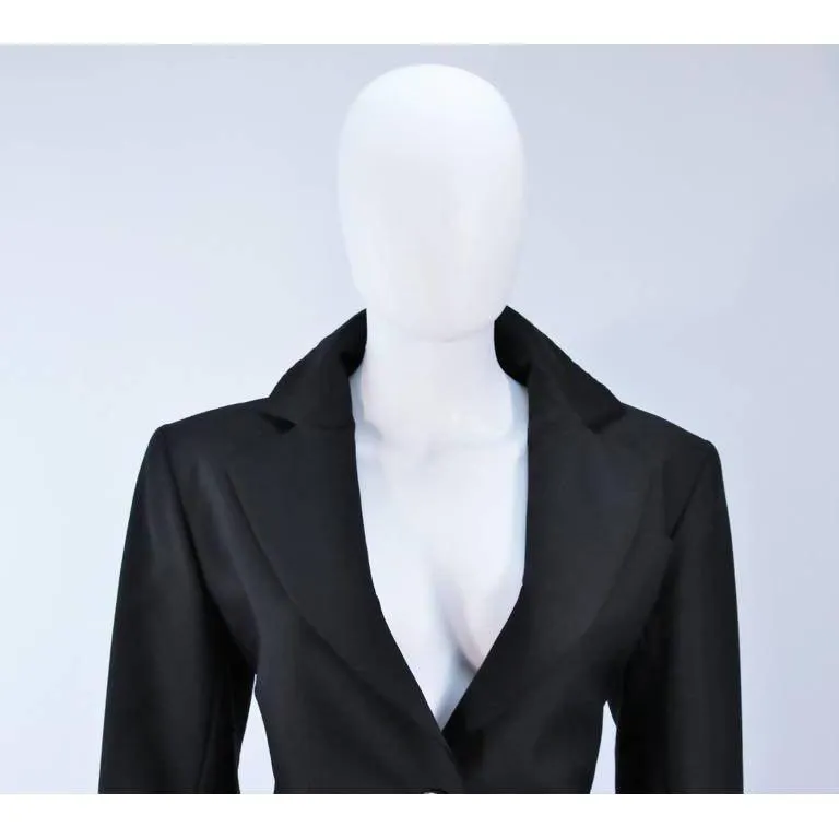 YVES SAINT LAURENT Wool Black Skirt Suit with Satin Trim | Size 36