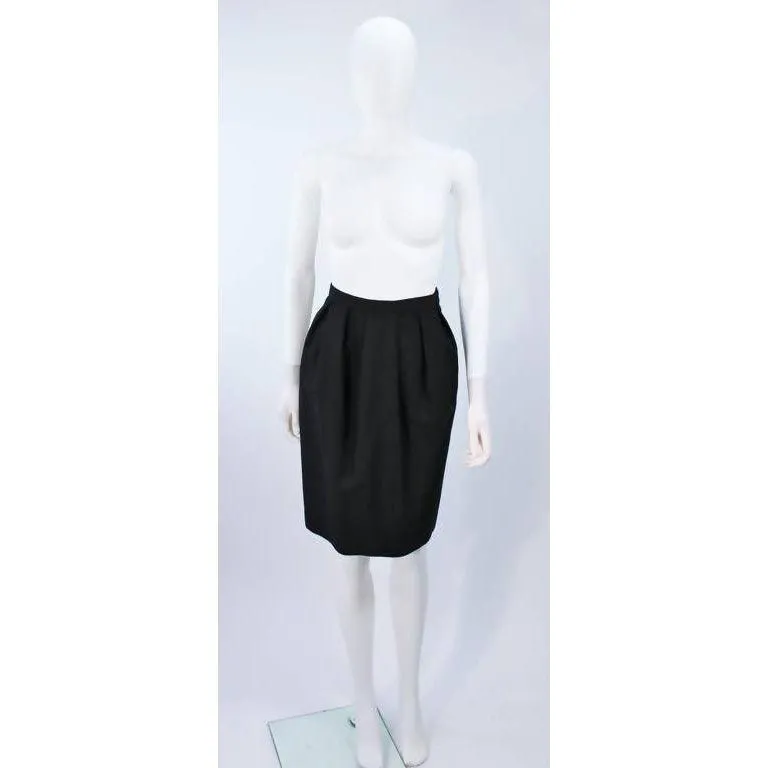 YVES SAINT LAURENT Wool Black Skirt Suit with Satin Trim | Size 36